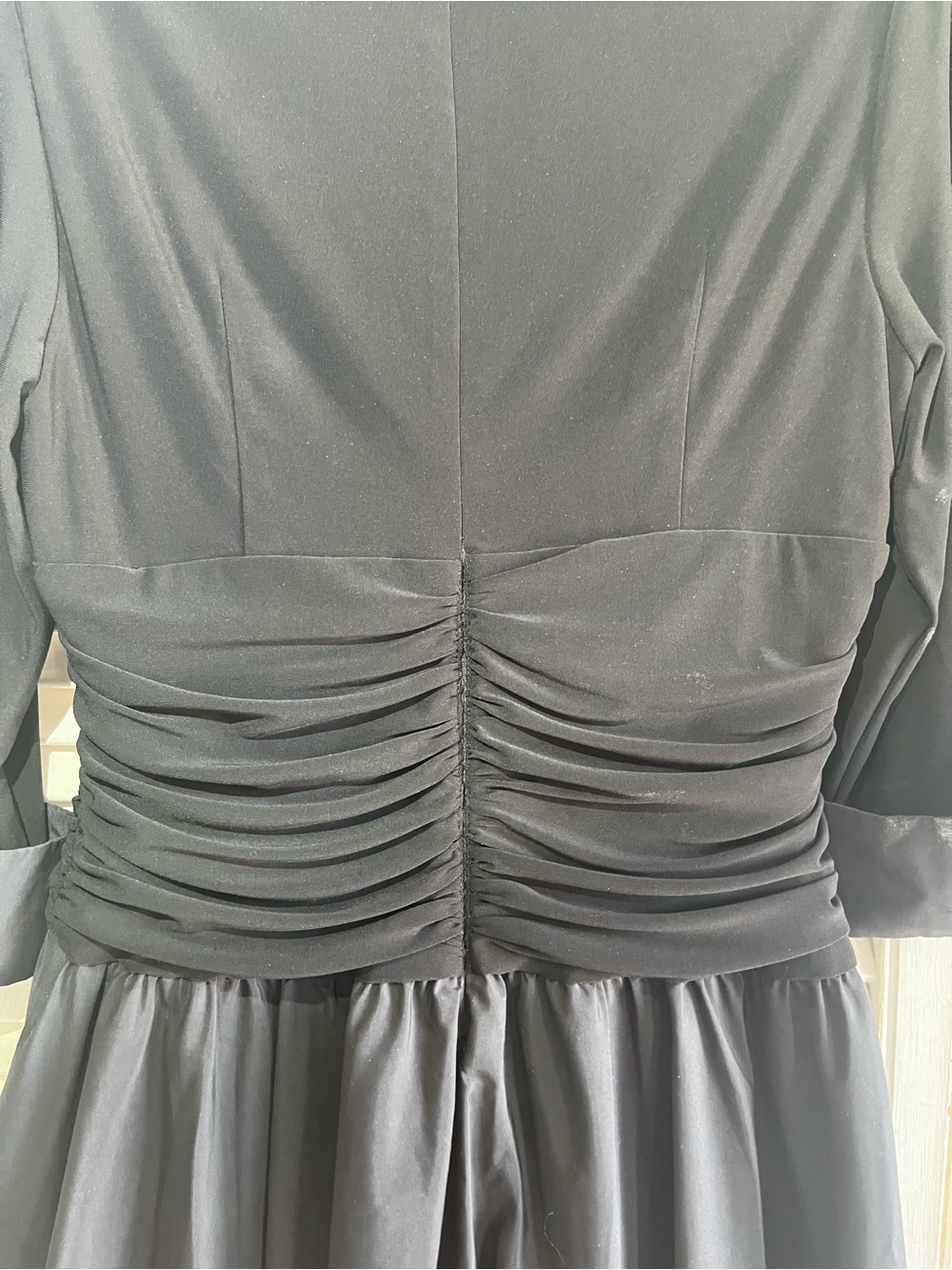 Black Satin-Trim Fit & Flare Dress by Jessica Howard semi-formal - Picture 3 of 7